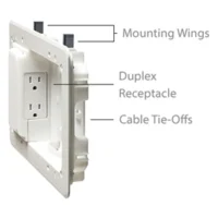 Arlington Wall Mount Low Profile TV Box AC Power And AV Cable Box TVL508