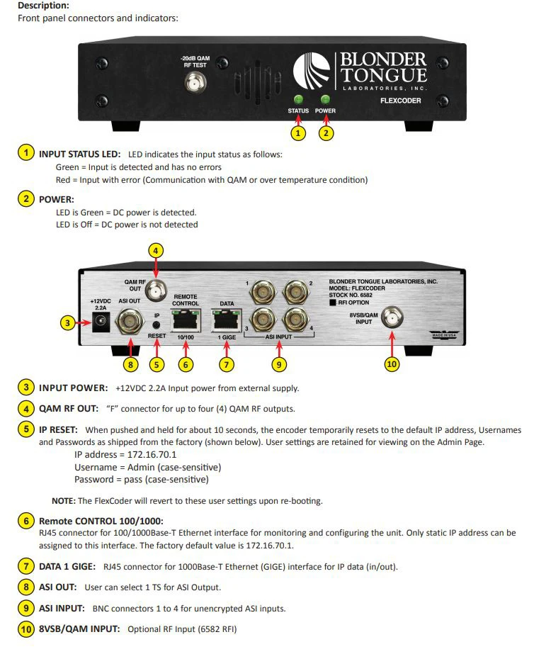 Blonder Tongue 6582 FlexCoder - Flexible Transcoder - Combines Edge QAM / Off-air Transcoding And IP Grooming 2 Blonder Tongue 6582 FlexCoder - Flexible Transcoder - Combines Edge QAM / Off-air Transcoding And IP Grooming - Image 2