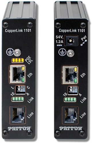 Patton CL1101E/PAFA/RJ45/EUI-2PK CopperLink Industrial PoE Extender Kit - 1x10/100 - 802.3af RJ45 Line - 100-240VAC 1 Patton CL1101E/PAFA/RJ45/EUI-2PK CopperLink Industrial PoE Extender Kit - 1x10/100 - 802.3af RJ45 Line - 100-240VAC