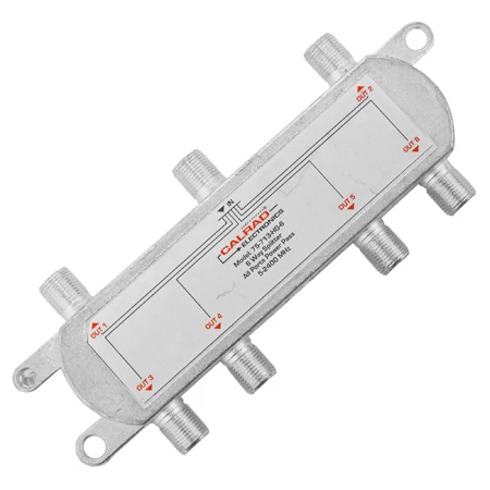 Calrad 75-713-HG-6 Digital Coaxial RF Splitter 5-2400MHz With All Port Power Pass - 6-Way 1 Calrad 75-713-HG-6 Digital Coaxial RF Splitter 5-2400MHz With All Port Power Pass - 6-Way