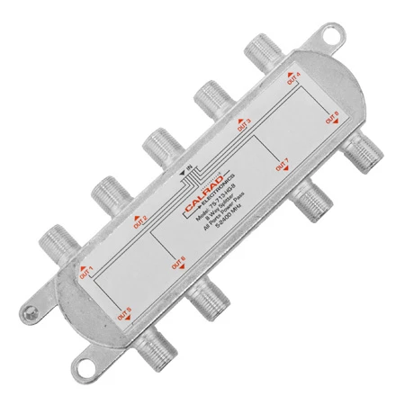 Calrad 75-713-HG-8 Digital Coaxial RF Splitter 5-2400MHz With All Port Power Pass - 8-Way 1 Calrad 75-713-HG-8 Digital Coaxial RF Splitter 5-2400MHz With All Port Power Pass - 8-Way