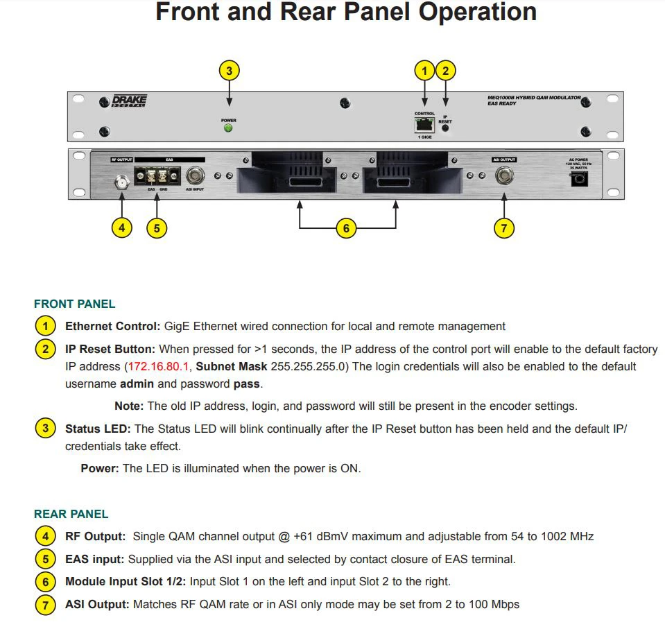 Drake Digital MEQ1000B Multiplexing Hybrid QAM Modulator Platform 2 Drake Digital MEQ1000B Multiplexing Hybrid QAM Modulator Platform - Image 2