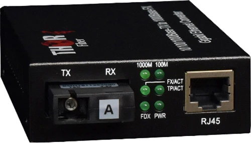Thor Fiber F-GET-TRS-A Enhanced 10/100/100Base-T To 1000 Base-FX Single Fiber Media Converter - Transmitter 1 Thor Fiber F-GET-TRS-A Enhanced 10/100/100Base-T To 1000 Base-FX Single Fiber Media Converter - Transmitter